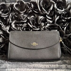 Coach Charcoal Leather Wristlet